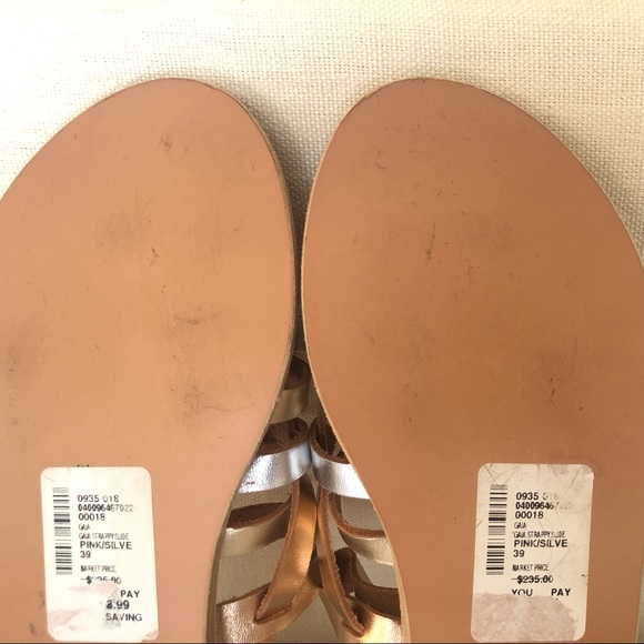 Ancient Greek Sandals Leather Slide Sandal Size 39 in Silver, Rose & Gold -  New - Picture 5 of 9